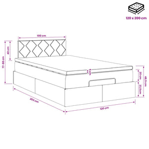 Κρεβάτι Ottoman με στρώμα με κεφαλάρι Κρεμ 120 x 200 cm Ύφασμα - Pakobazaar