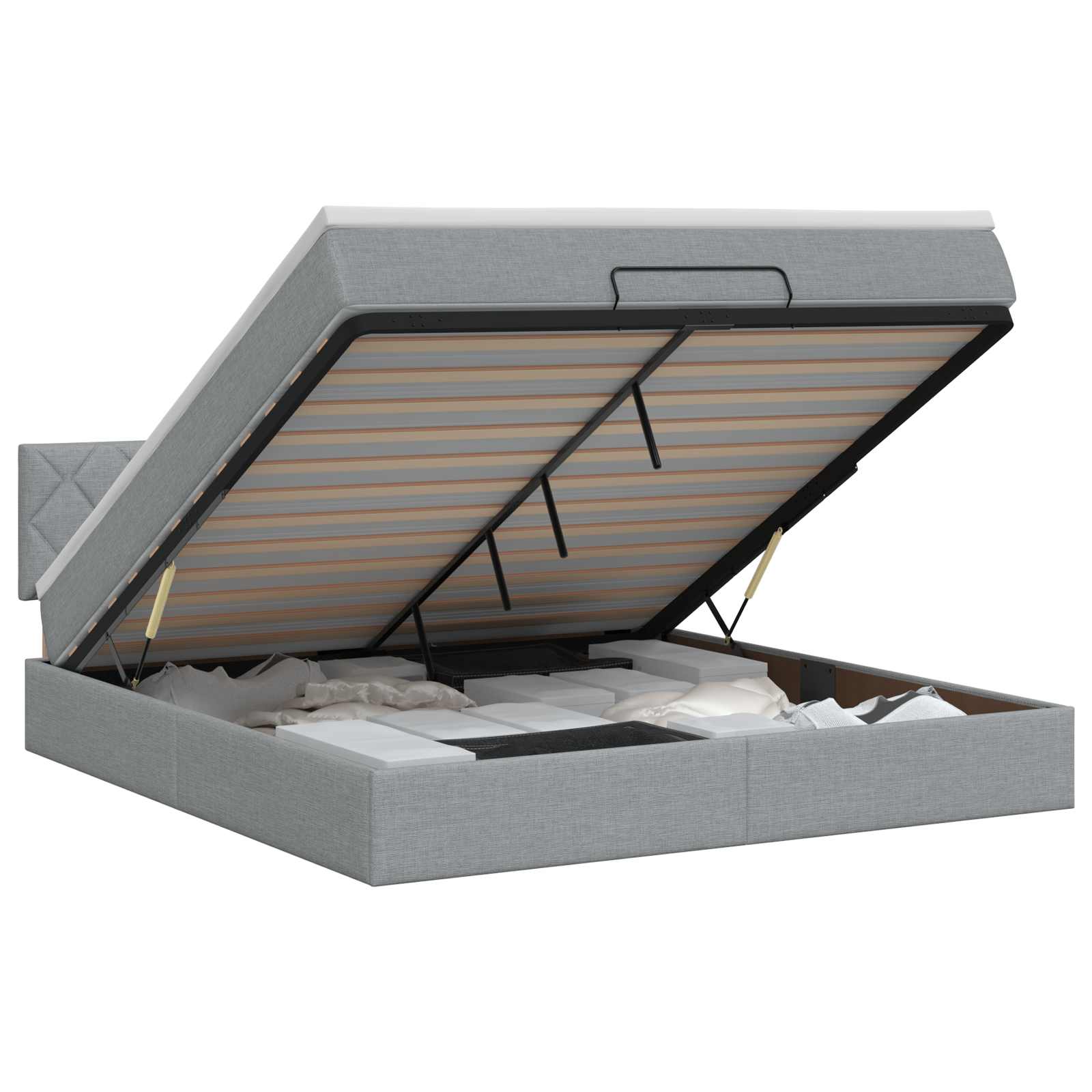 Κρεβάτι Ottoman με στρώμα Ανοιχτό γκρι 140 x 190 cm Ύφασμα - Pakobazaar