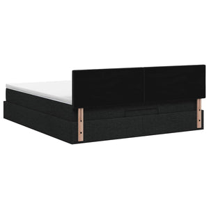 Κρεβάτι Ottoman με στρώμα με κεφαλάρι Μαύρο 140 x 190 cm Ύφασμα - Pakobazaar