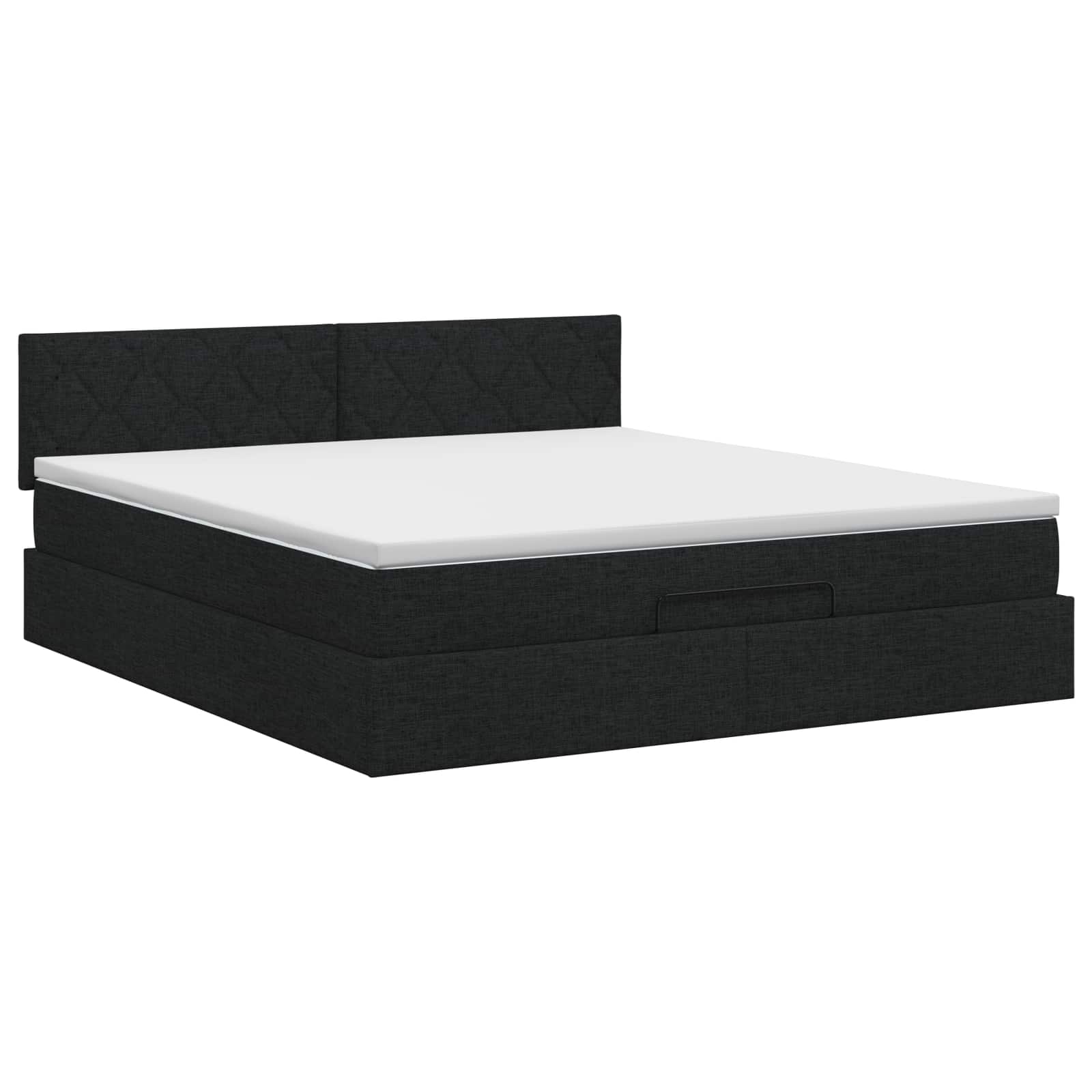 Κρεβάτι Ottoman με στρώμα με κεφαλάρι Μαύρο 140 x 200 cm Ύφασμα