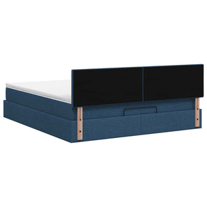 Κρεβάτι Ottoman με στρώμα με κεφαλάρι Μπλε 160 x 200 cm Ύφασμα - Pakobazaar