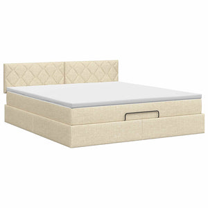 Κρεβάτι Ottoman με στρώμα με κεφαλάρι Κρεμ 180 x 200 cm Ύφασμα - Pakobazaar