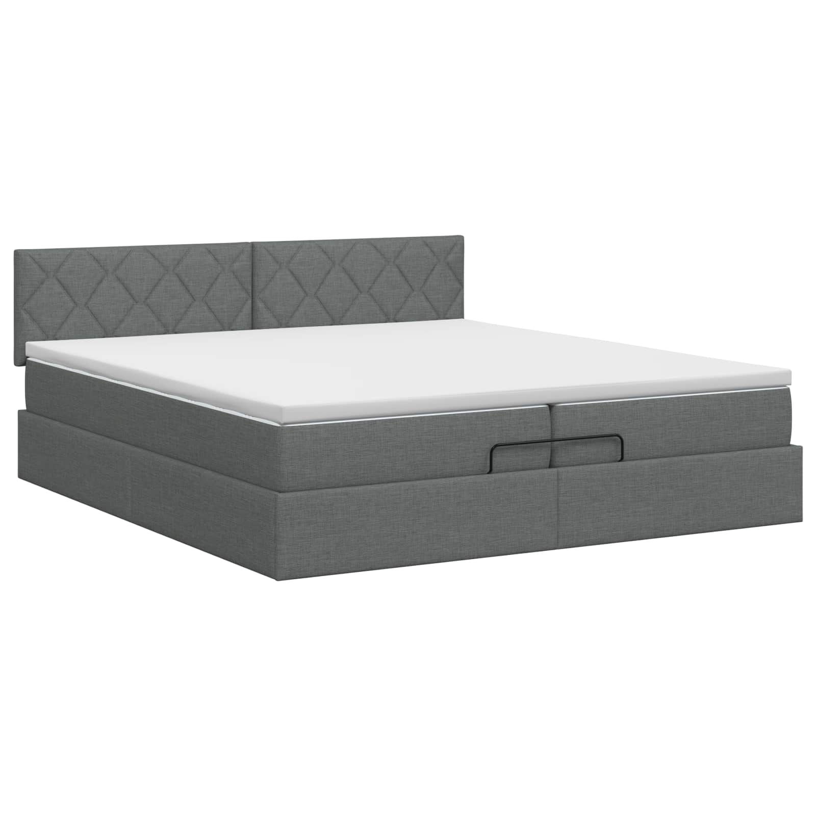 Κρεβάτι Ottoman με στρώμα Σκούρο Γκρι 200 x 200 cm Ύφασμα - Pakobazaar