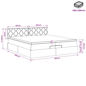 Κρεβάτι Ottoman με στρώμα Σκούρο Γκρι 200 x 200 cm Ύφασμα - Pakobazaar
