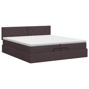 Κρεβάτι Ottoman με στρώμα Σκούρο Καφέ 200 x 200 cm Ύφασμα