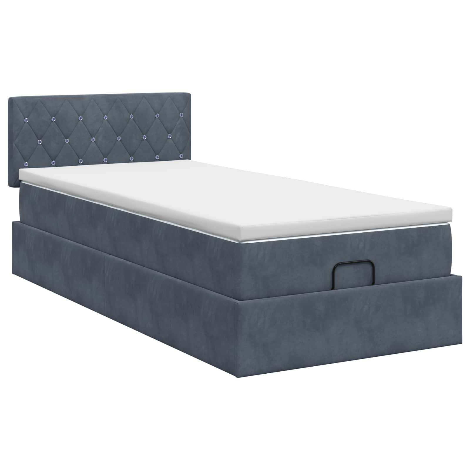 Κρεβάτι Ottoman με στρώμα Σκούρο Γκρι 80 x 200 cm Βελούδο - Pakobazaar