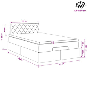 Κρεβάτι Ottoman με στρώμα με κεφαλάρι Ροζ 120 x 190 cm Βελούδο - Pakobazaar