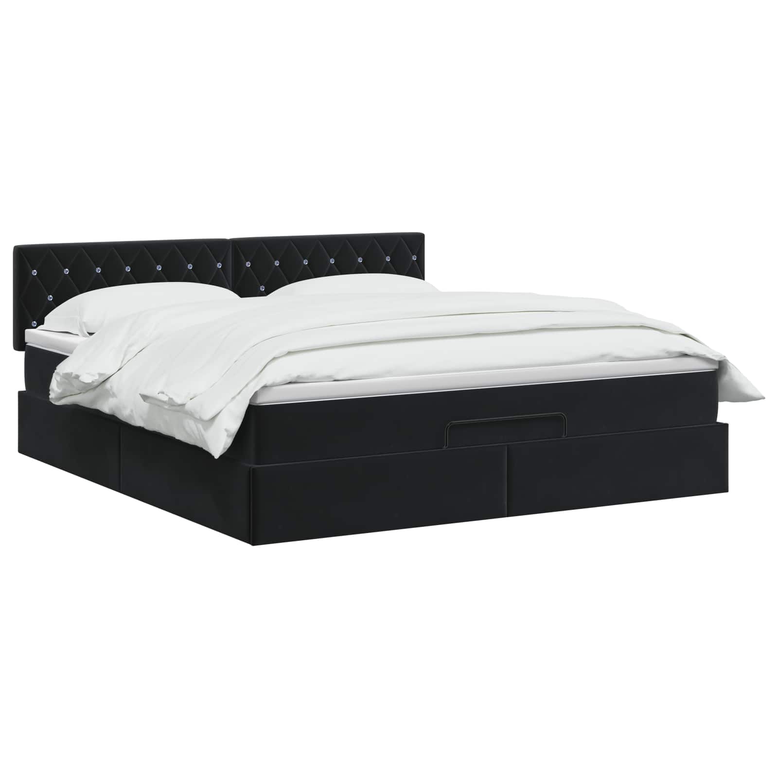 Κρεβάτι Ottoman με στρώμα Μαύρο 160 x 200 cm Βελούδο - Pakobazaar