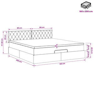 Κρεβάτι Ottoman με στρώμα με κεφαλάρι Ροζ 160 x 200 cm Βελούδο - Pakobazaar