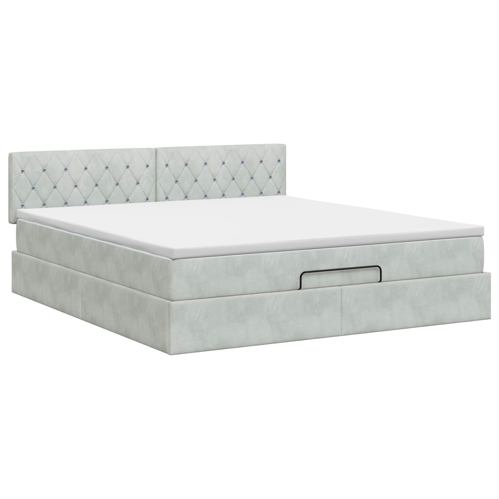 Κρεβάτι Ottoman με στρώμα Ανοιχτό γκρι 180 x 200 cm Βελούδο - Pakobazaar