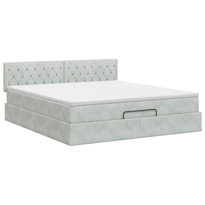 Κρεβάτι Ottoman με στρώμα Ανοιχτό γκρι 180 x 200 cm Βελούδο - Pakobazaar