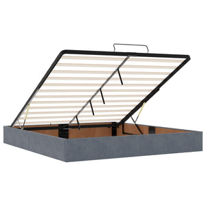 Κρεβάτι Ottoman με στρώμα Σκούρο Γκρι 200 x 200 cm Βελούδο - Pakobazaar