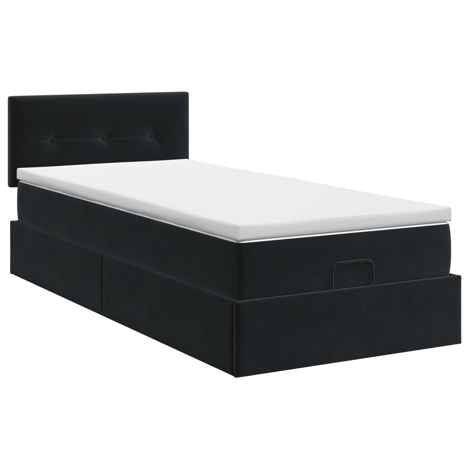 Κρεβάτι Ottoman με στρώμα με κεφαλάρι Μαύρο 90 x 200 cm Βελούδο - Pakobazaar