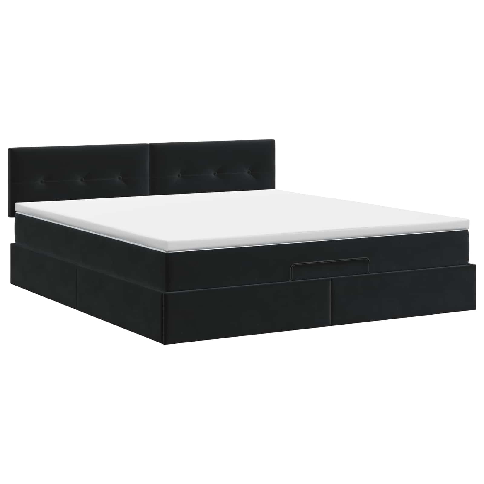 Κρεβάτι Ottoman με στρώμα Μαύρο 140 x 190 cm Βελούδο