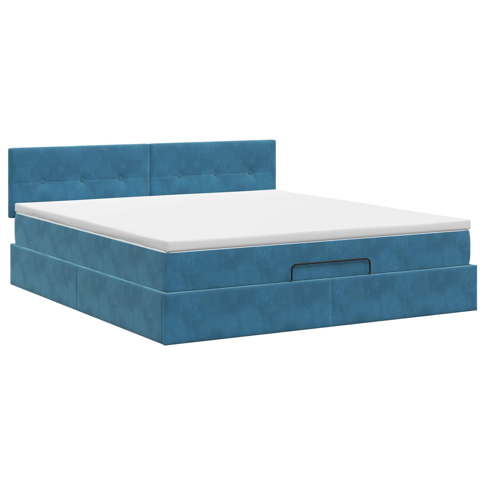 Κρεβάτι Ottoman με στρώμα Σκούρο Μπλε 140 x 190 cm Βελούδο