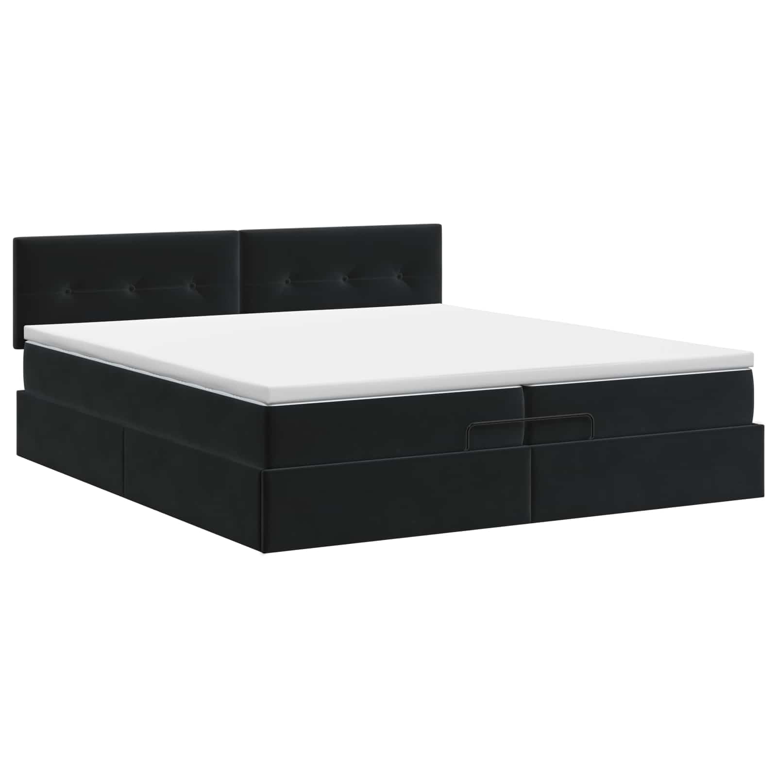 Κρεβάτι Ottoman με στρώμα Μαύρο 200 x 200 cm Βελούδο - Pakobazaar