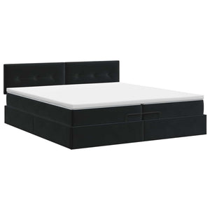 Κρεβάτι Ottoman με στρώμα Μαύρο 200 x 200 cm Βελούδο - Pakobazaar
