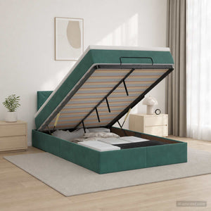 Κρεβάτι Ottoman με Στρώμα και LED Σκούρο Πράσινο 120 x 200 cm - Pakobazaar