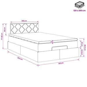 Κρεβάτι Ottoman με στρώμα Σκούρο Μπλε 120 x 200 cm Βελούδο
