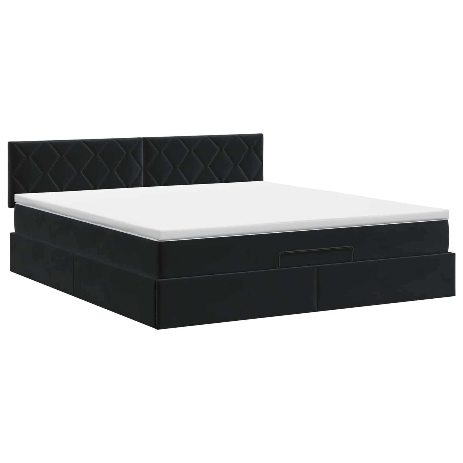 Κρεβάτι Ottoman με στρώμα Μαύρο 160 x 200 cm Βελούδο - Pakobazaar