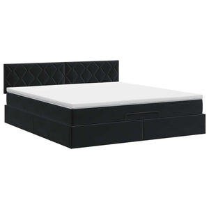 Κρεβάτι Ottoman με στρώμα Μαύρο 160 x 200 cm Βελούδο - Pakobazaar