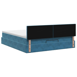Κρεβάτι Ottoman με στρώμα Σκούρο Μπλε 180 x 200 cm Βελούδο