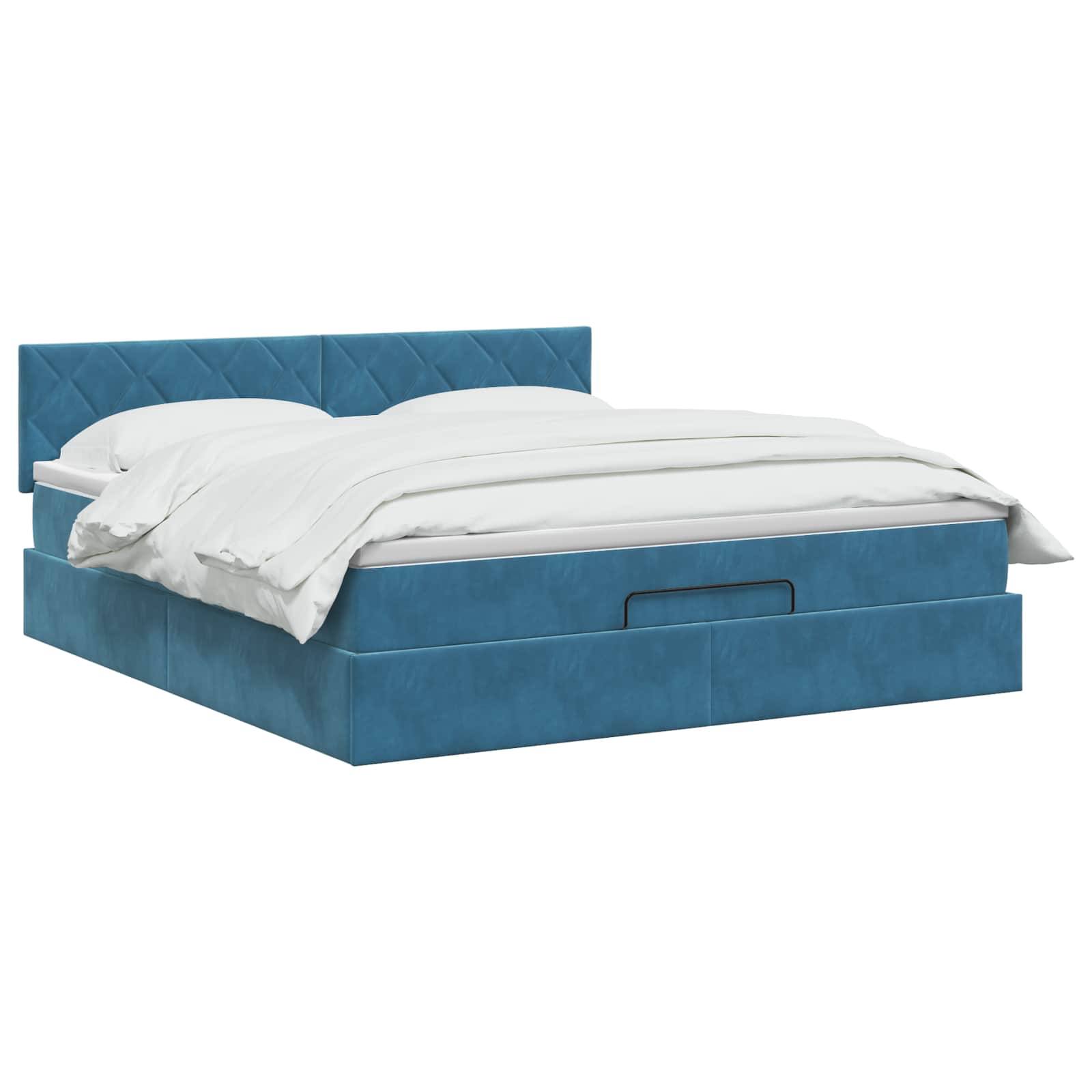 Κρεβάτι Ottoman με στρώμα Σκούρο Μπλε 180 x 200 cm Βελούδο