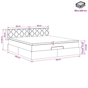 Κρεβάτι Ottoman με στρώμα Σκούρο Μπλε 180 x 200 cm Βελούδο