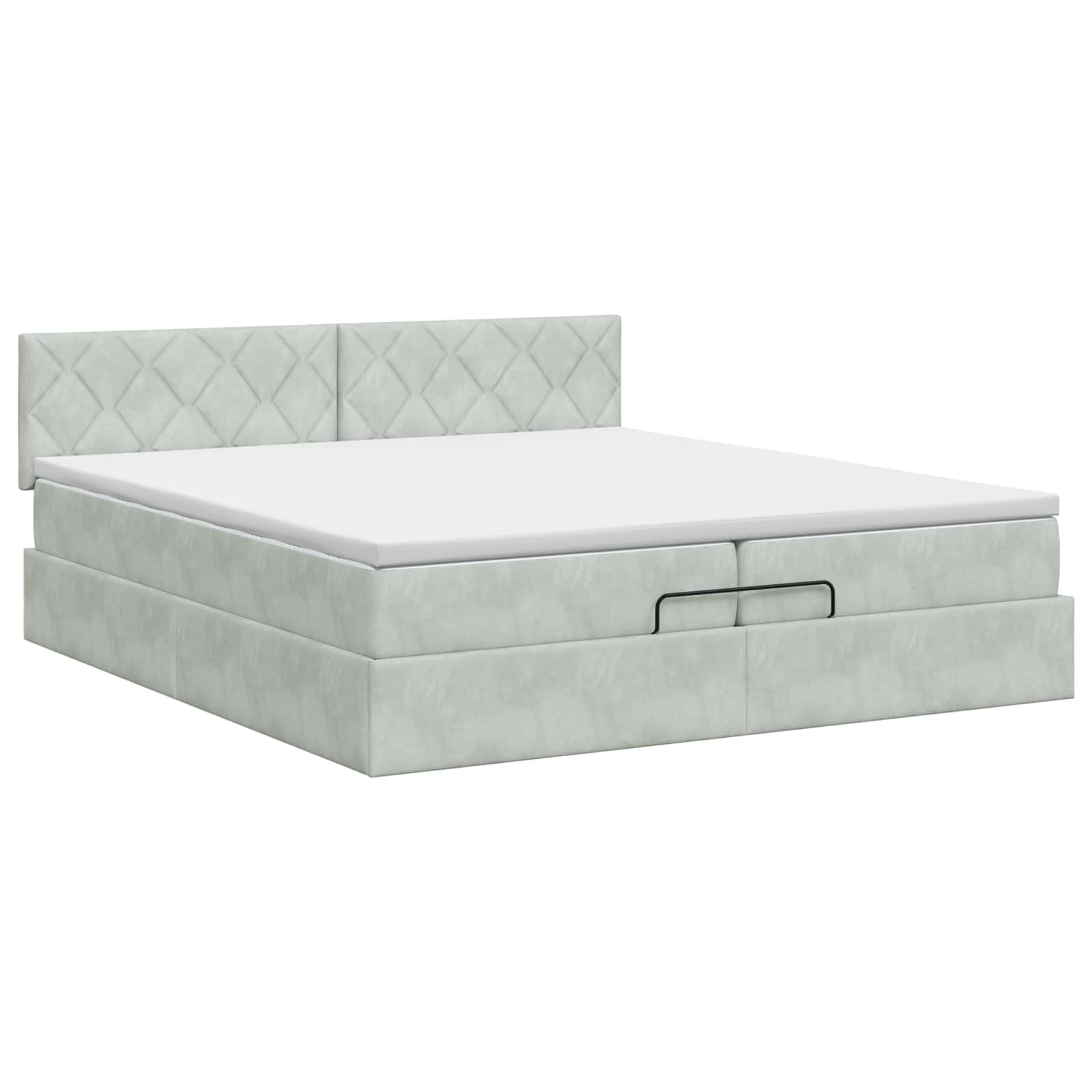Κρεβάτι Ottoman με στρώμα Ανοιχτό γκρι 200 x 200 cm Βελούδο - Pakobazaar