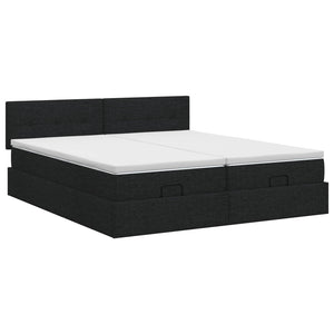 Κρεβάτι Ottoman με στρώμα 2 τεμ. Μαύρο 200 x 200 cm Ύφασμα