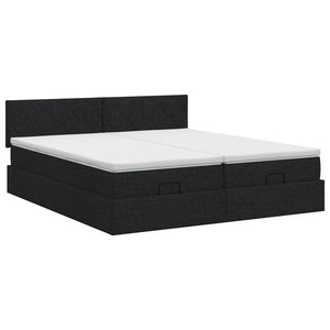 Κρεβάτι Ottoman με στρώμα με κεφαλάρι 2 τμχ. Μαύρο Ύφασμα - Pakobazaar