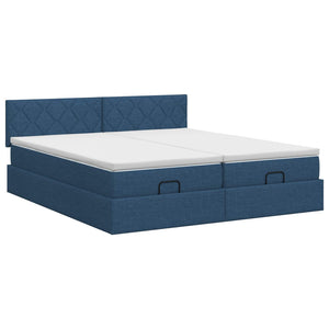 Κρεβάτι Ottoman με στρώμα με κεφαλάρι 2 τμχ. Μπλε Ύφασμα - Pakobazaar