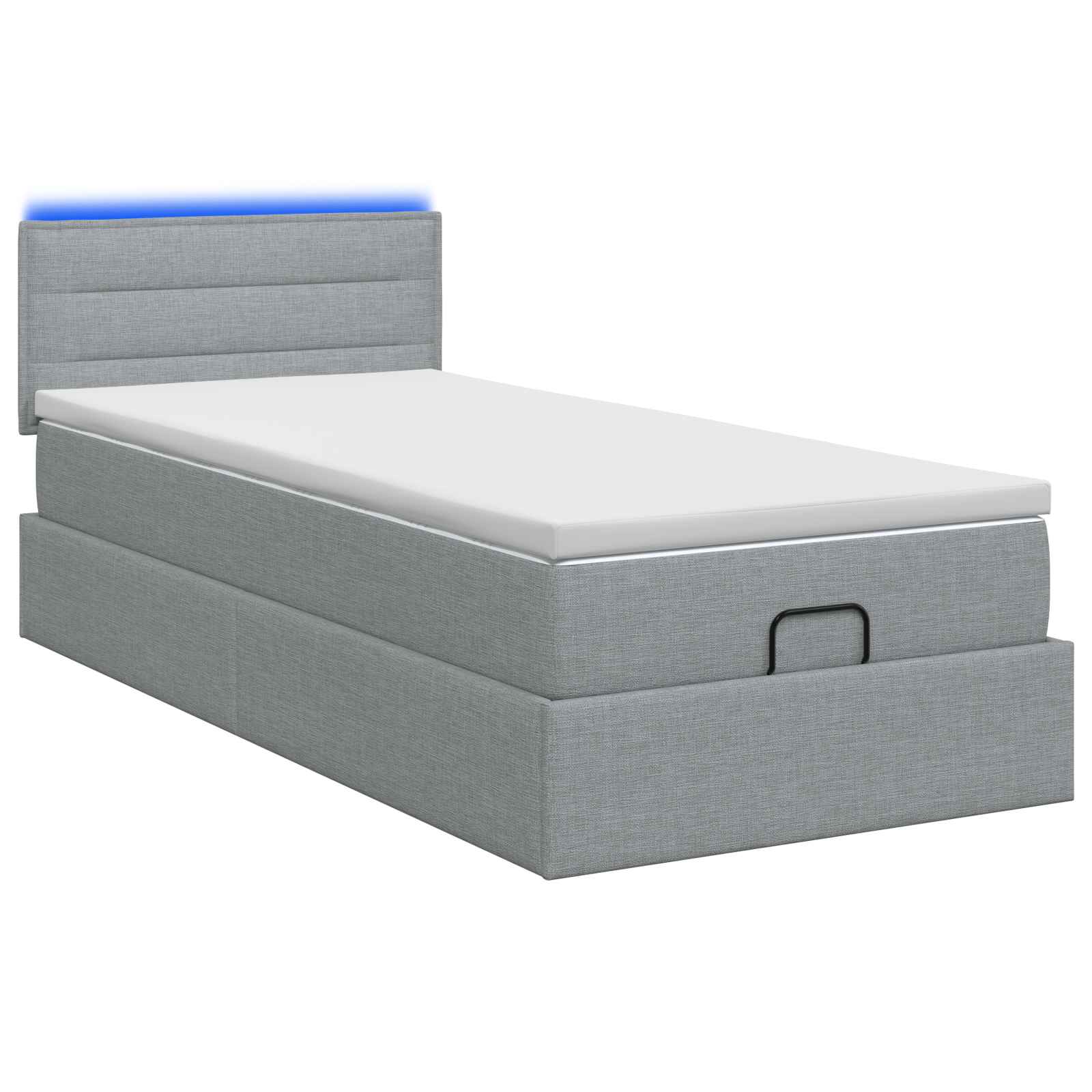 Κρεβάτι Ottoman με Στρώμα και LED Ανοιχτό γκρι 90 x 190 cm - Pakobazaar