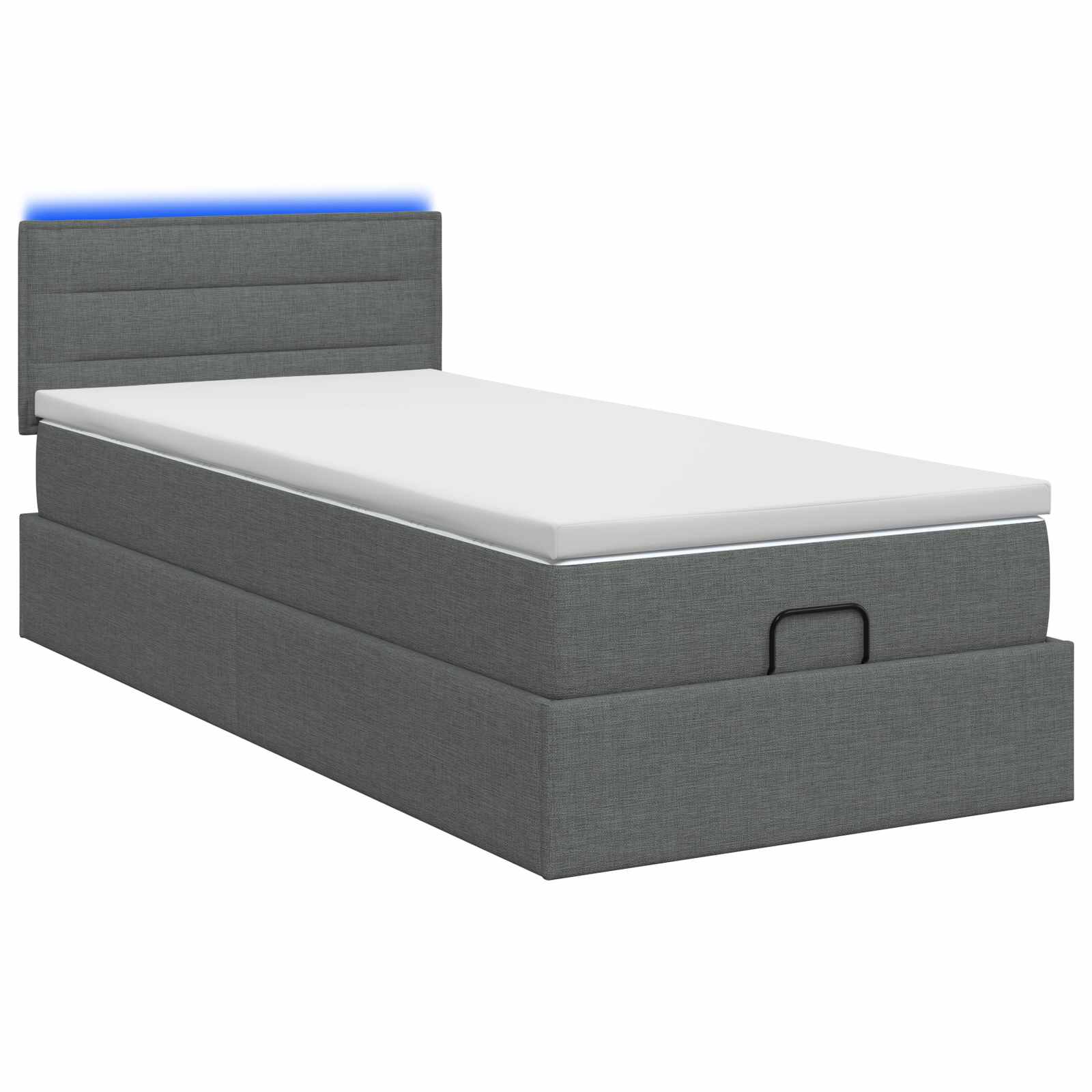 Κρεβάτι Ottoman με Στρώμα και LED Σκούρο Γκρι 90 x 190 cm - Pakobazaar