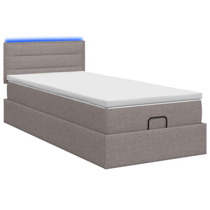 Κρεβάτι Ottoman με Στρώμα και LED Taupe 100 x 200 cm Ύφασμα - Pakobazaar