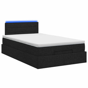 Κρεβάτι Ottoman με Στρώμα και LED Μαύρο 120 x 190 cm Ύφασμα - Pakobazaar