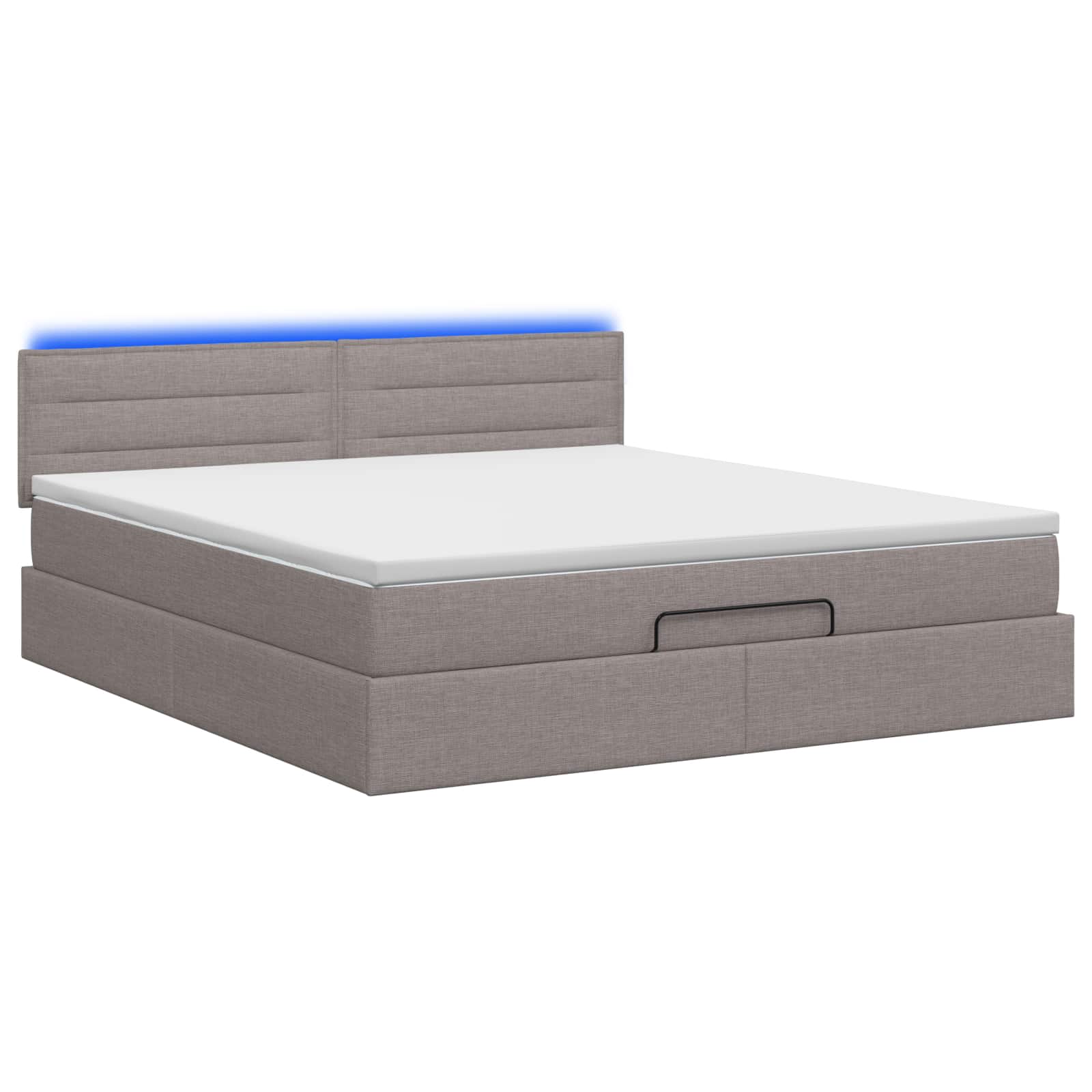 Κρεβάτι Ottoman με Στρώμα και LED Taupe 140 x 190 cm Ύφασμα