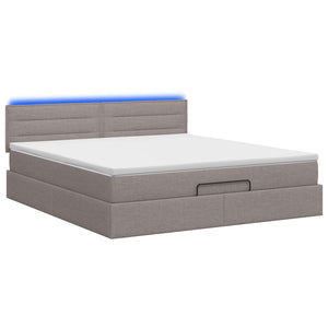 Κρεβάτι Ottoman με Στρώμα και LED Taupe 140 x 200 cm Ύφασμα - Pakobazaar