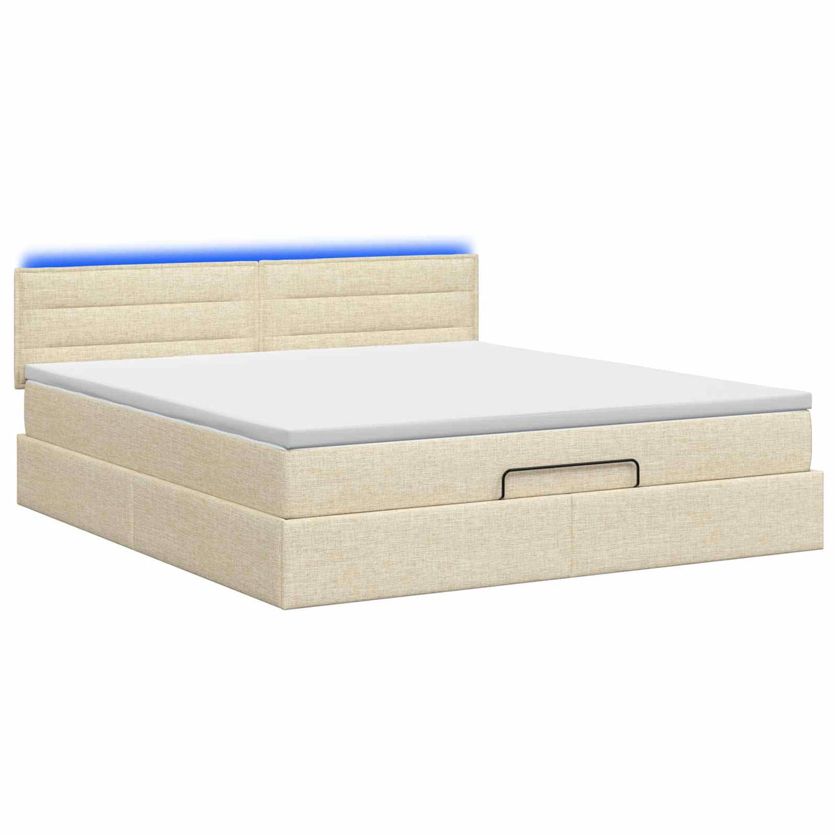 Κρεβάτι Ottoman με Στρώμα και LED Κρεμ 160 x 200 cm Ύφασμα - Pakobazaar