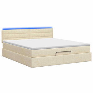 Κρεβάτι Ottoman με Στρώμα και LED Κρεμ 160 x 200 cm Ύφασμα - Pakobazaar