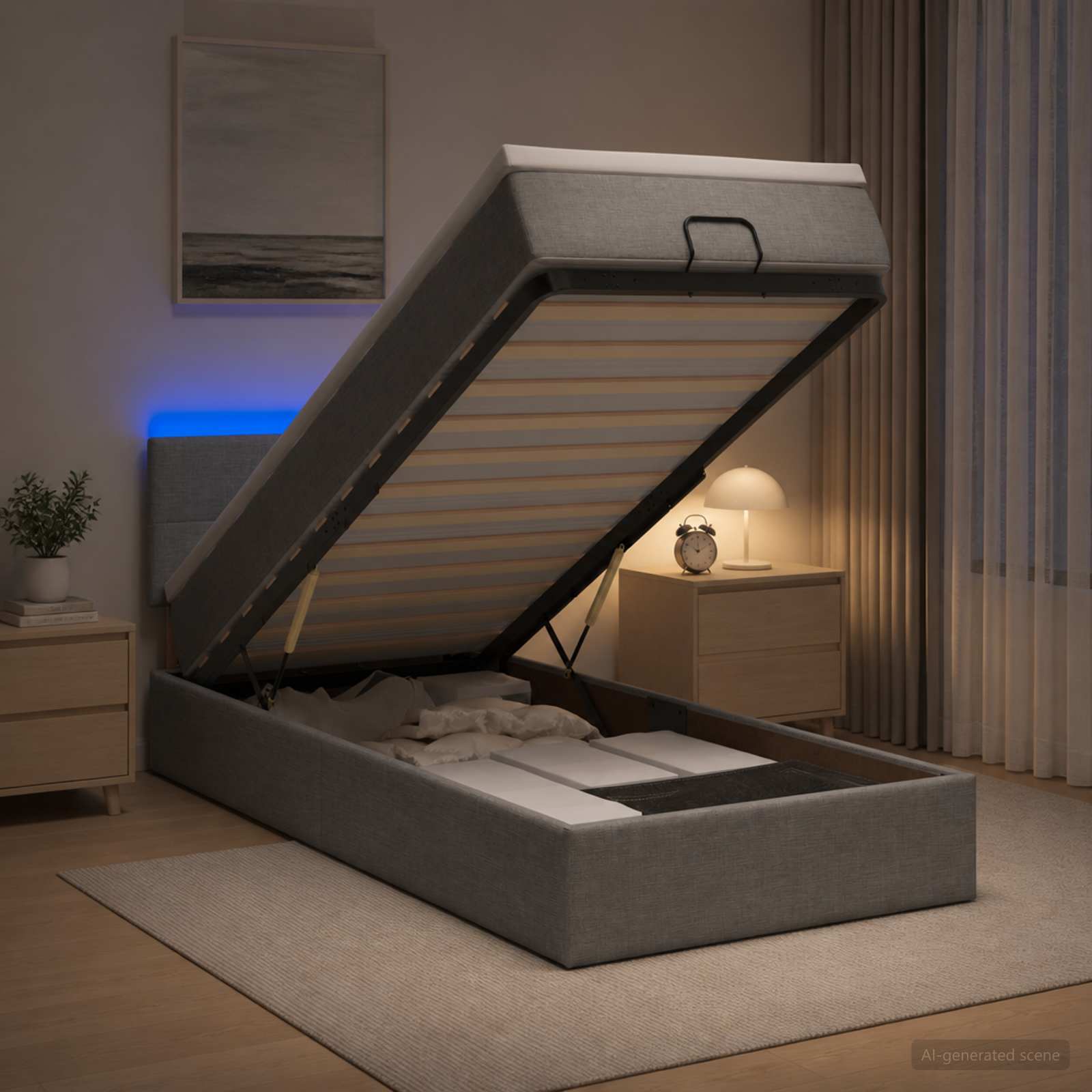 Κρεβάτι Ottoman με Στρώμα και LED Ανοιχτό γκρι 80 x 200 cm - Pakobazaar