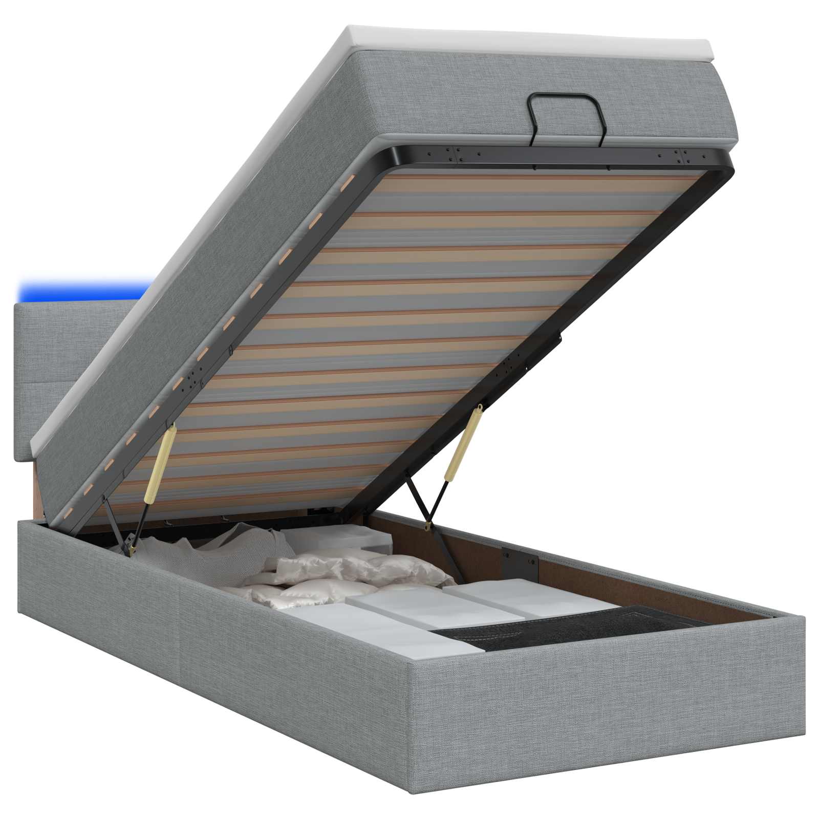 Κρεβάτι Ottoman με Στρώμα και LED Ανοιχτό γκρι 80 x 200 cm - Pakobazaar