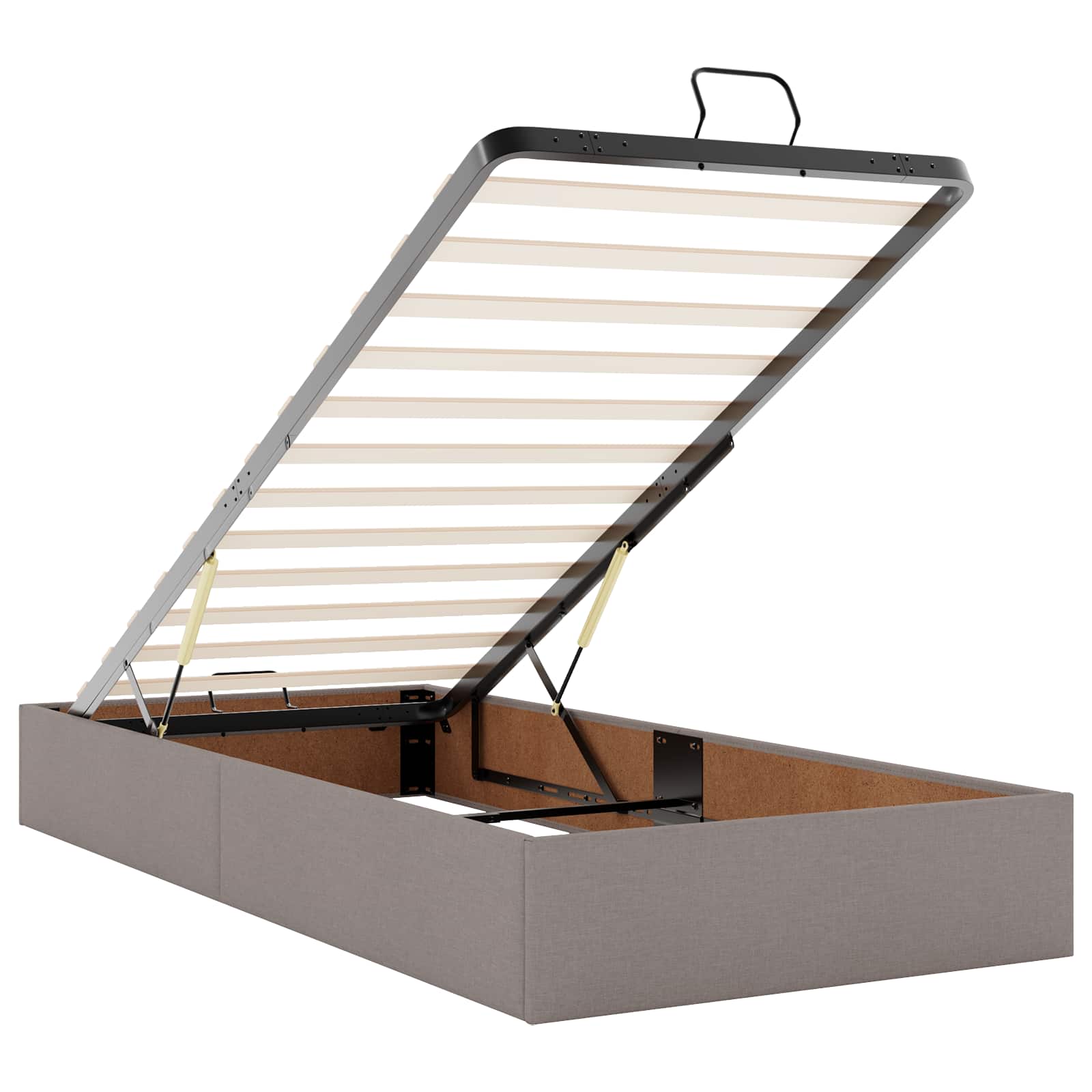 Κρεβάτι Ottoman με Στρώμα και LED Taupe 80 x 200 cm Ύφασμα - Pakobazaar