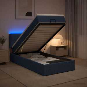 Κρεβάτι Ottoman με Στρώμα και LED Μπλε 80 x 200 cm Ύφασμα - Pakobazaar