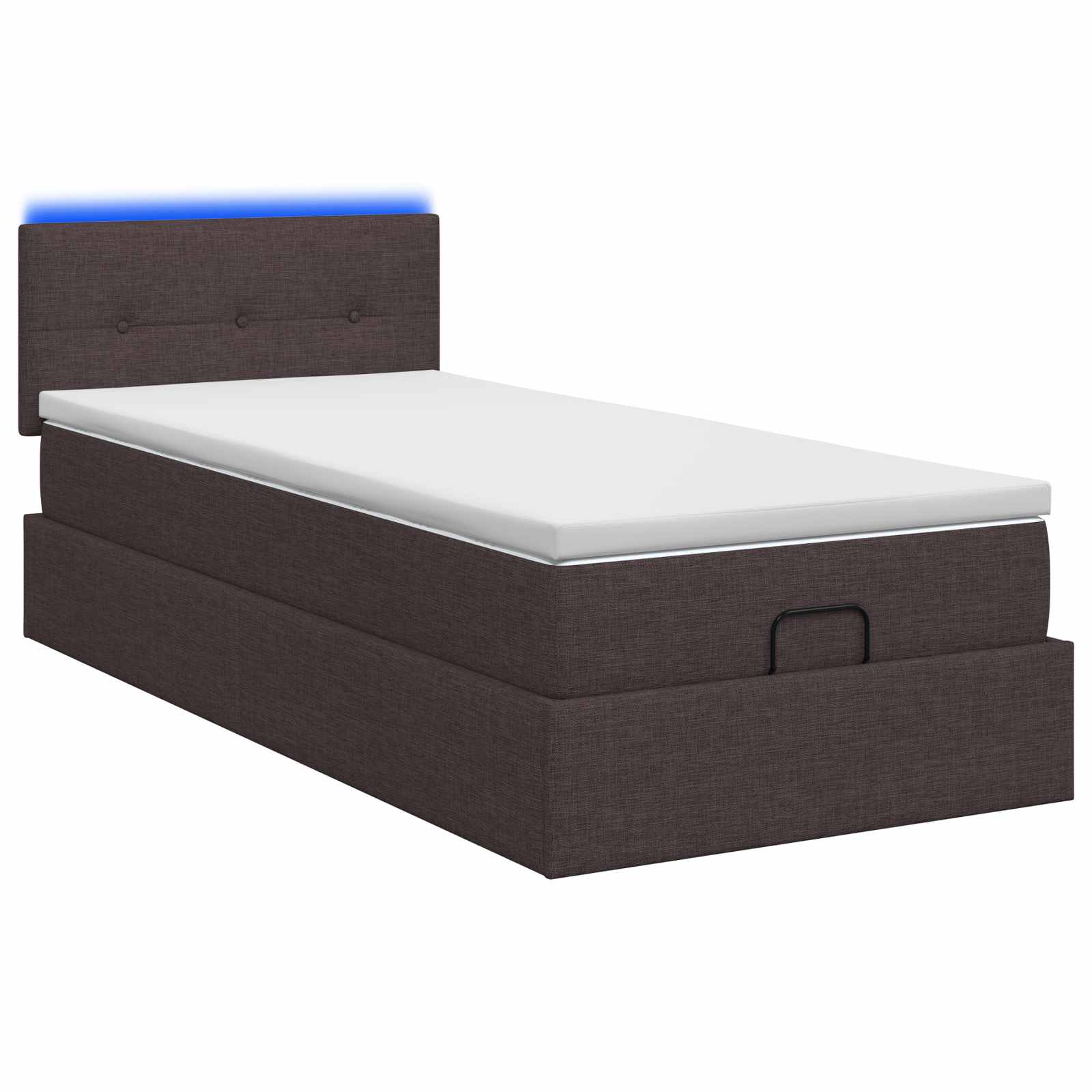Κρεβάτι Ottoman με Στρώμα και LED Σκούρο Καφέ 90 x 200 cm