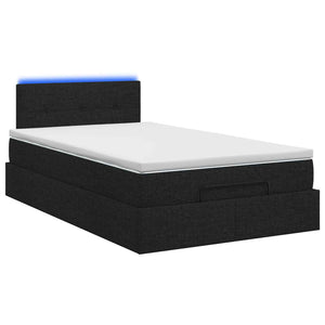 Κρεβάτι Ottoman με Στρώμα και LED Μαύρο 120 x 190 cm Ύφασμα - Pakobazaar