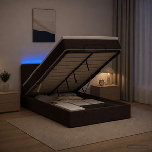 Κρεβάτι Ottoman με Στρώμα και LED Σκούρο Καφέ 120 x 200 cm - Pakobazaar