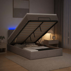 Κρεβάτι Ottoman με Στρώμα και LED Taupe 120 x 190 cm Ύφασμα