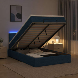 Κρεβάτι Ottoman με Στρώμα και LED Μπλε 120 x 190 cm Ύφασμα - Pakobazaar