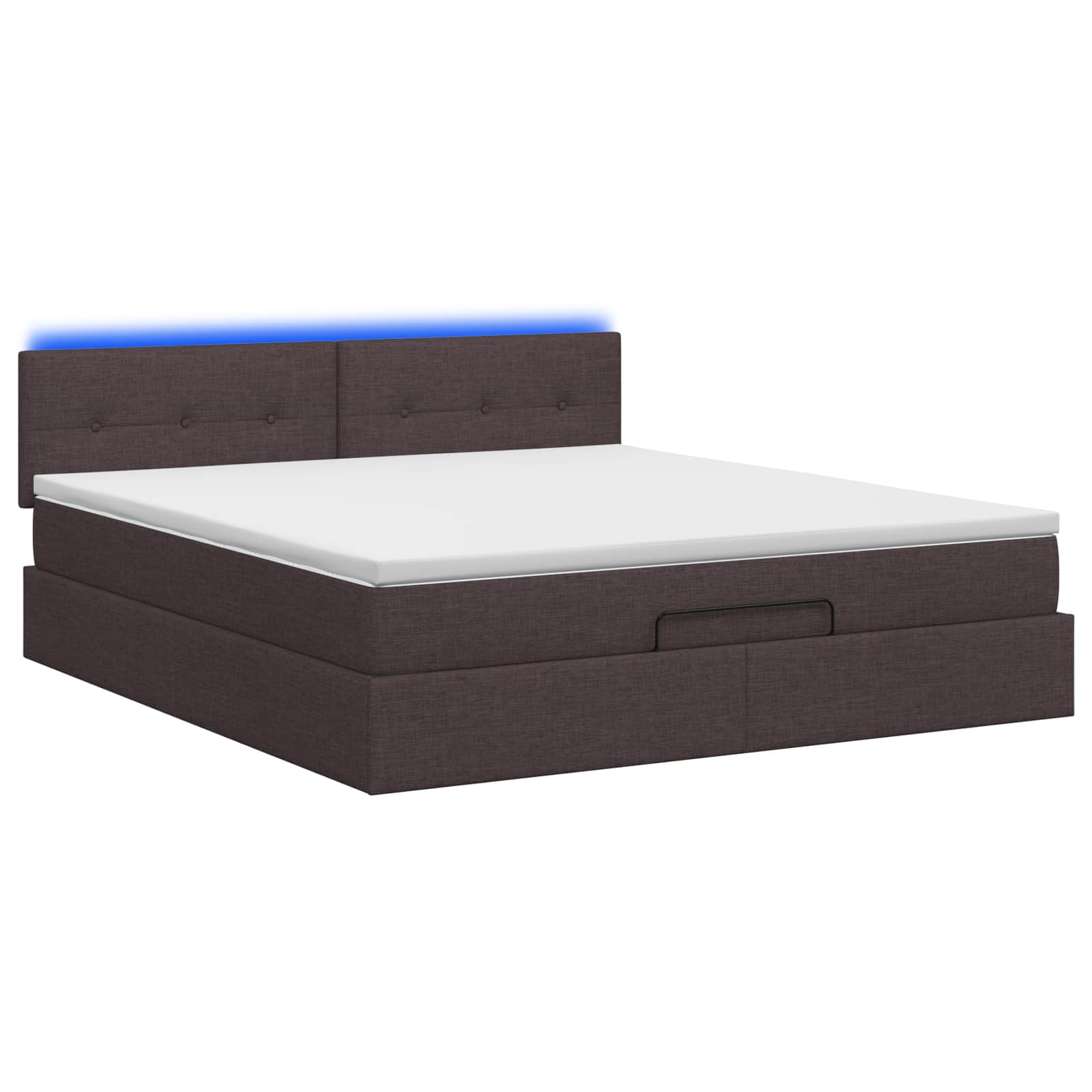 Κρεβάτι Ottoman με Στρώμα και LED Σκούρο Καφέ 140 x 190 cm - Pakobazaar